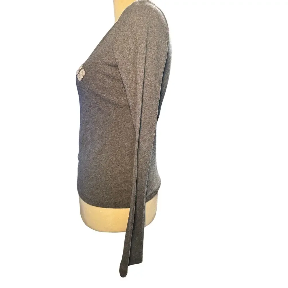 Nike Gym Goddess Long Sleeve Tee, Gray Graphic Top, Workout Activewear, Small
